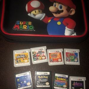 6 Nintendo 3DS games with Mario case